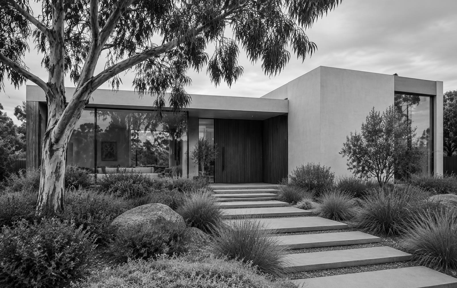 Contemporary Melbourne home surrounded by native landscaping